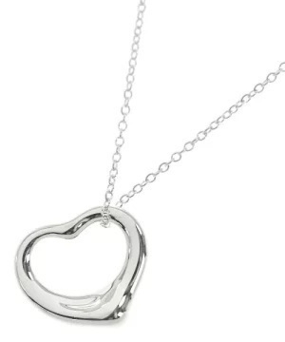 Tiffany Co Elsa Peretti Open Heart Pendant Necklace Asymmetric Sterling Silver